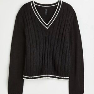 V-neck Cable-knit Sweater